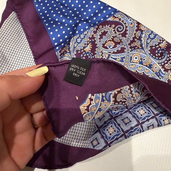 Purple and Blue Patterned Silk Scarf - Picture 4 of 5